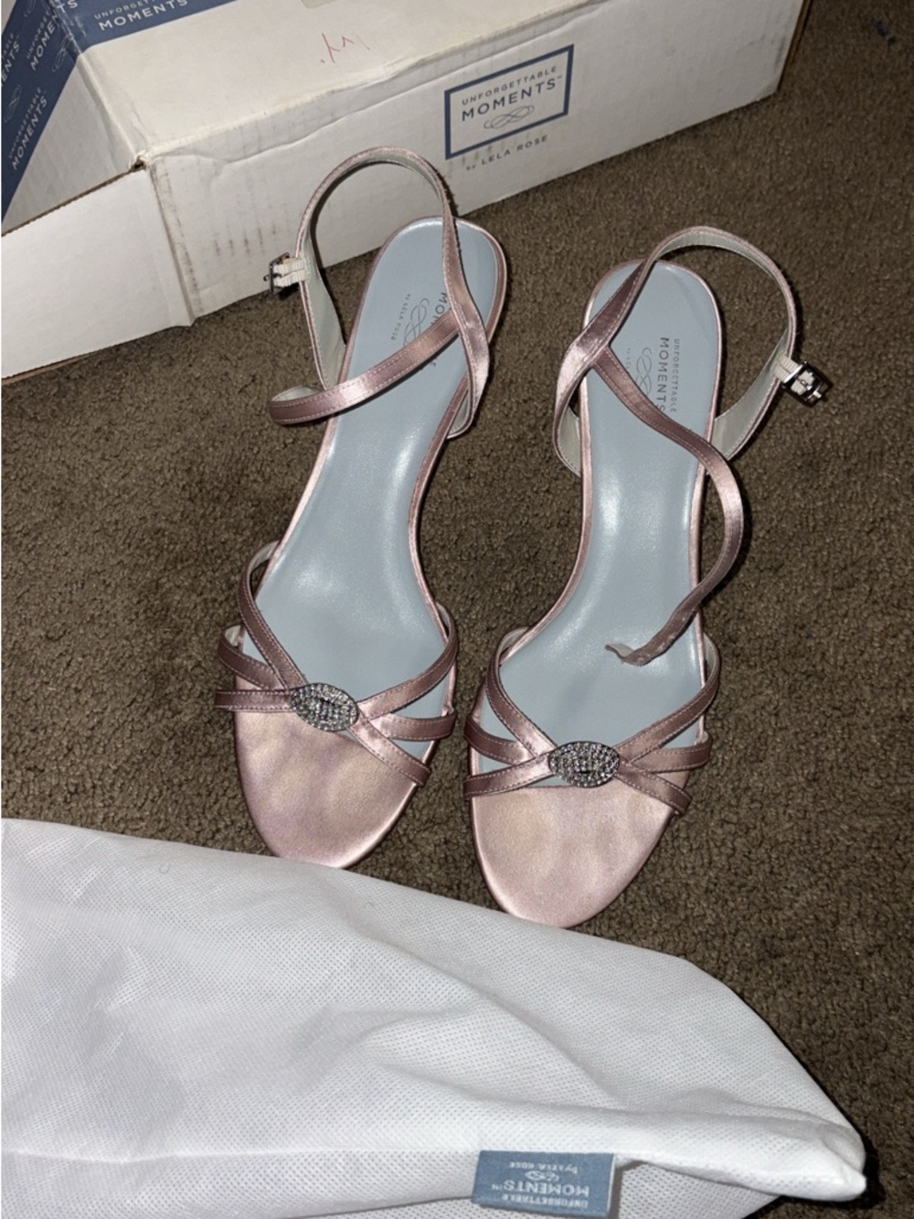 VINTAGE 2008 Lela Rose Pink Satin Strappy Heels - Size 10 (NEVER WORN)